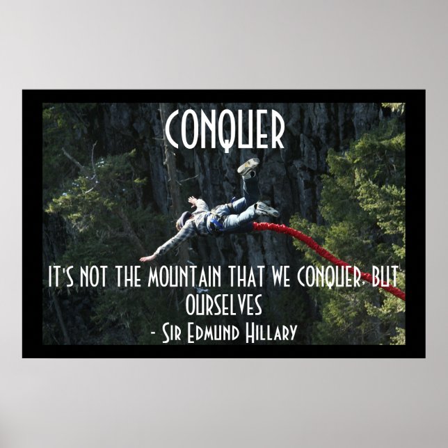 Conquer Motivational Quote Bungee Jumping Poster (Front)