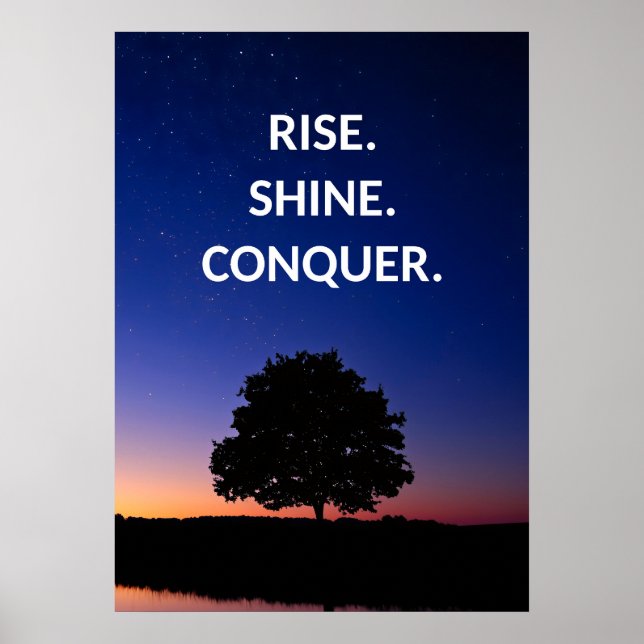 Conquer Motivational Text Quote Poster (Front)