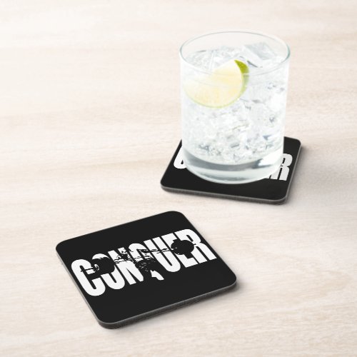 CONQUER _ Olympic Weightlifting _ Gym Motivational Beverage Coaster