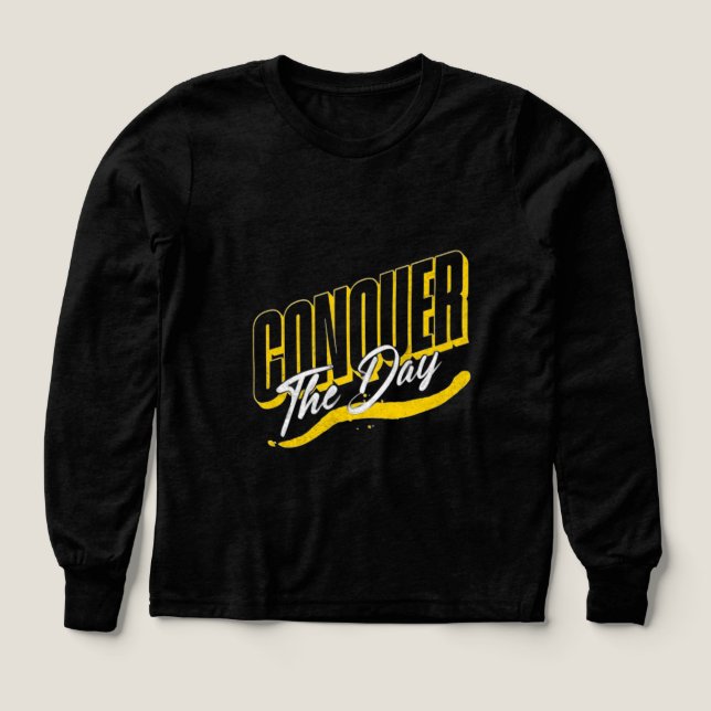 Conquer The Day Motivational Quote T-Shirt Tri-Blend Shirts (Design Front)