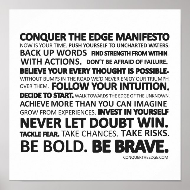 Conquer the Edge Manifesto Poster (Front)