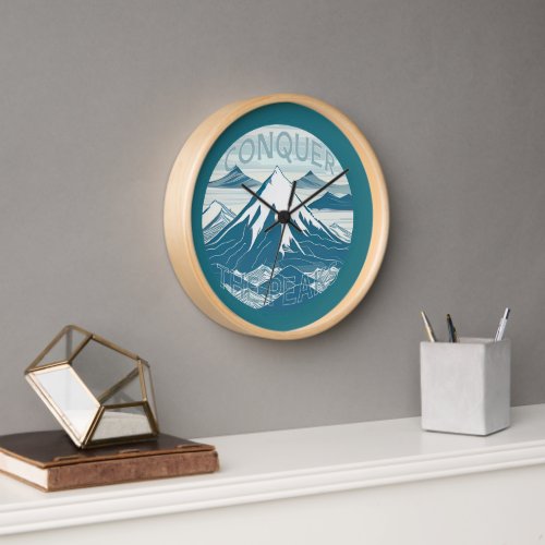 Conquer the peaks adventure travel wonderlust clock