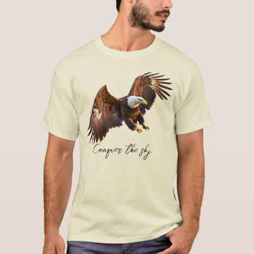 Conquer The Sky  Bald Eagle  Mens Basic T_Shirt