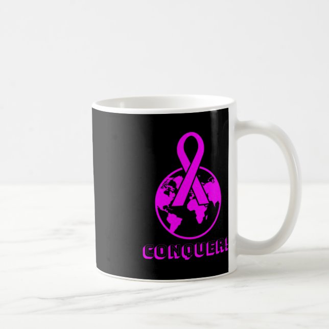 CONQUER! the world - fight breast cancer  Coffee Mug (Right)