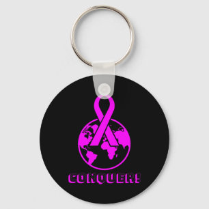 CONQUER! the world - fight breast cancer Keychain