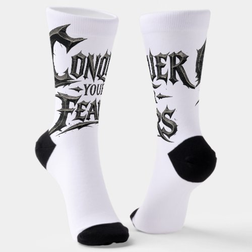 Conquer Your Fears Motivational Crew Socks