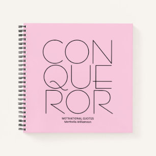 CONQUEROR Pink Personalized Motivational Notebook