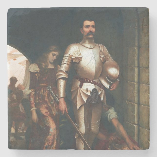 Conquest (Medieval Knight Triumphant) Stone Coaster (Front)