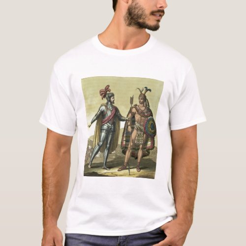 Conquistador with a Native American Chief colour T_Shirt