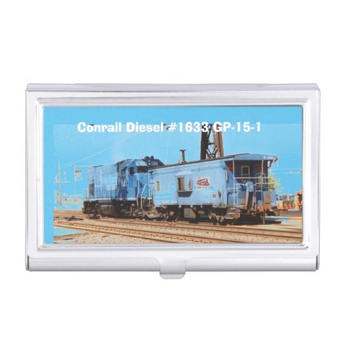 Conrail Diesel 1633 GP_15_1 and caboose          Business Card Case