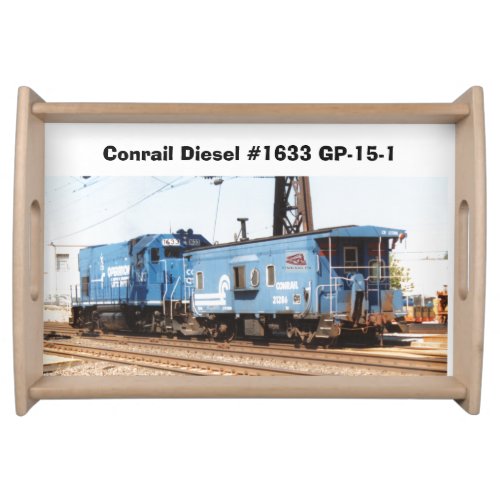 Conrail Diesel 1633 GP_15_1 and caboose    Serving Tray