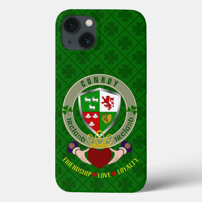 Conroy Irish Shield & Claddagh Personalized       Case-Mate iPhone Case (Back)