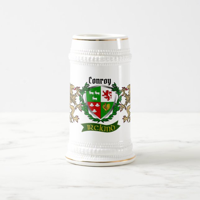 Conroy/O'Conry Irish Shield Personalized Beer Stein (Center)