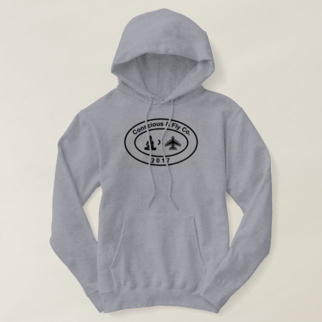 Conscious & Fly Brand Logo Gray Hoodie (Design Front)