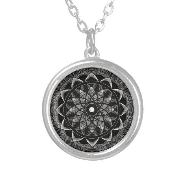 Consciousness - Sacred Geometry Mandala Silver Plated Necklace (Front)