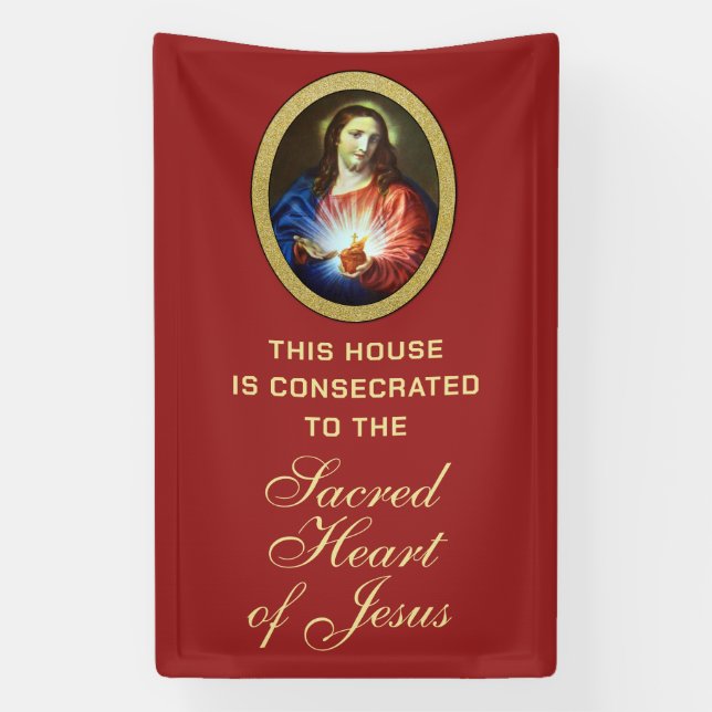Consecration Sacred Heart of Jesus Religious Banner (Vertical)