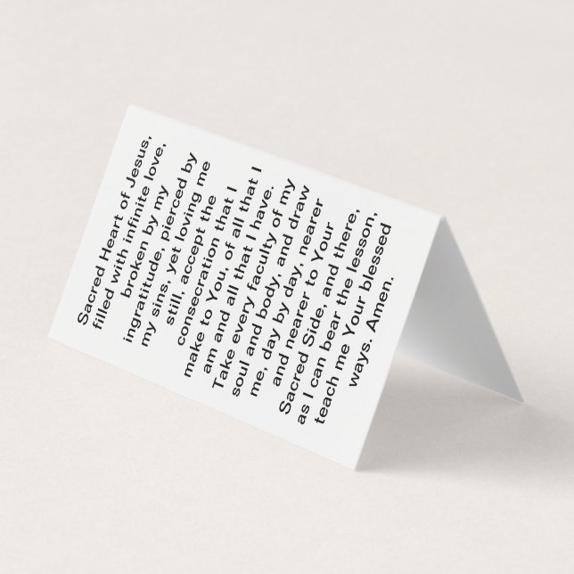 Consecration To the Sacred Heart Prayer Card (Back)