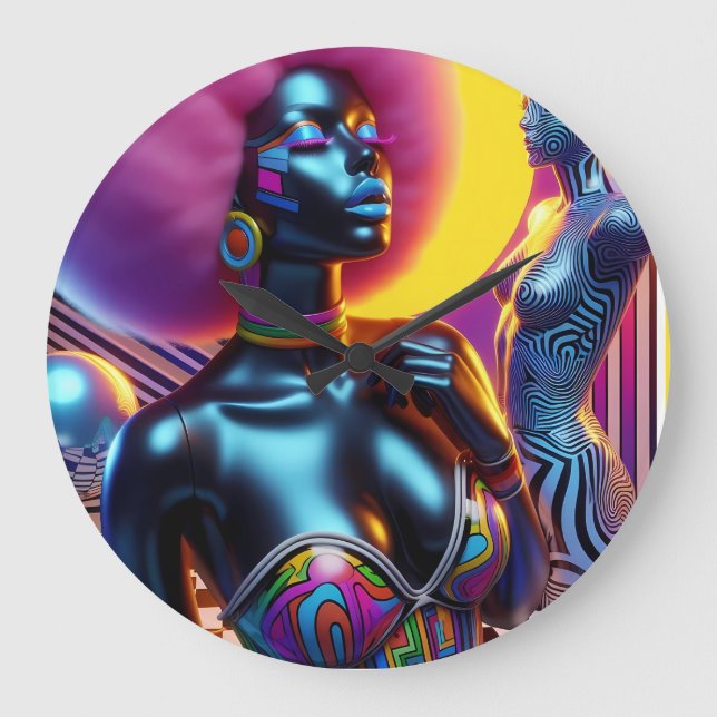 Consensual Sentry Ken Gage Fantasy Vaporwave Large Clock (Front)