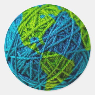 Conservation Recycle Earth Day Global Ball of Yarn Classic Round Sticker