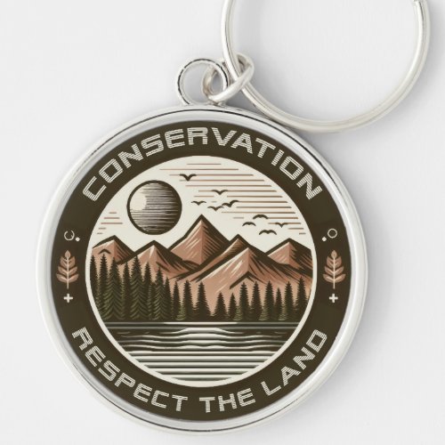 Conservation Respect the Land logo on keychain