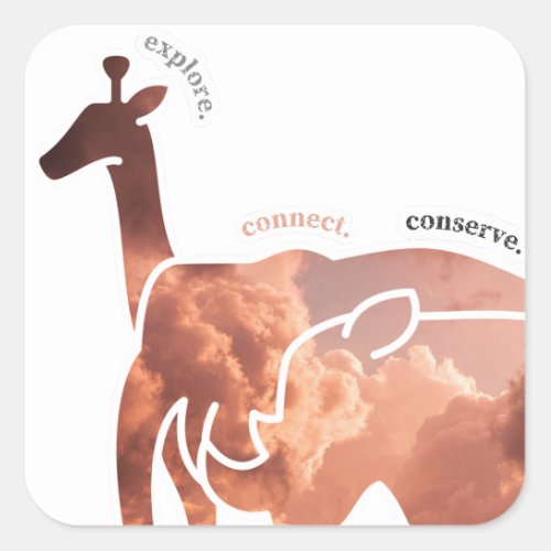 Conservation Rhino and Animals  Square Sticker