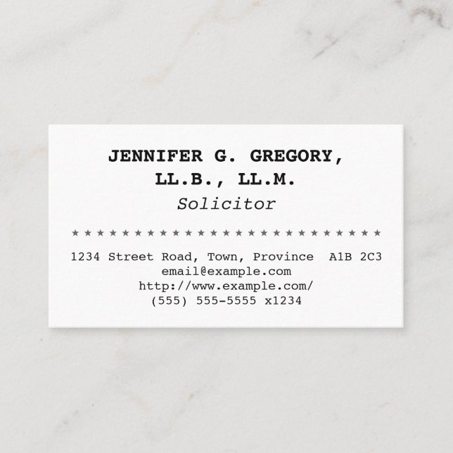 Conservative and Plain Solicitor Business Card (Front)