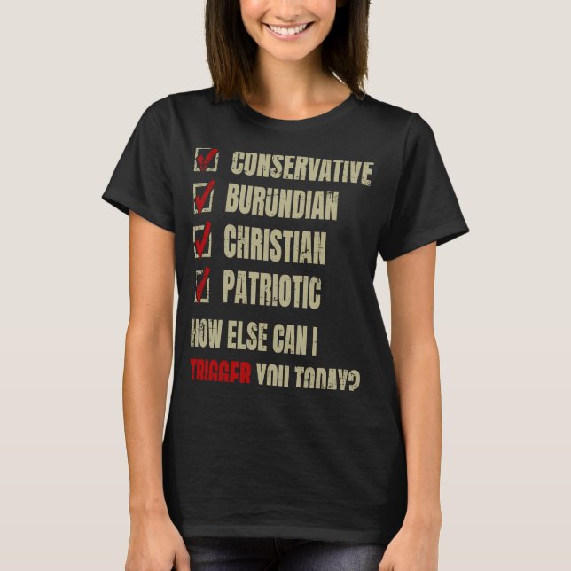 Conservative Burundian Christian Patriotic T-Shirt (Front)
