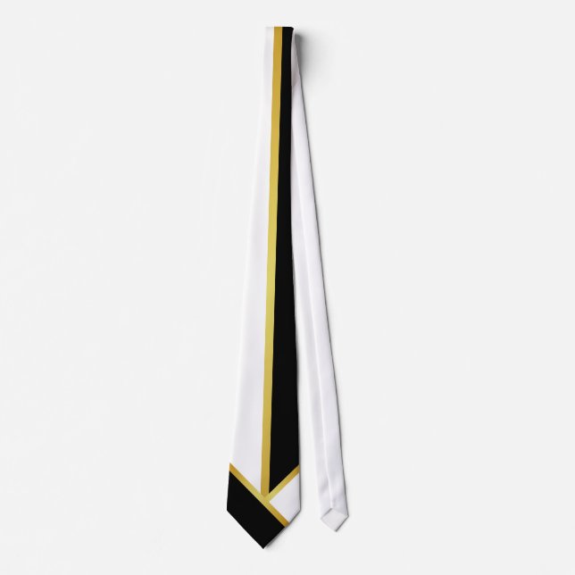 Conservative Gold Black White Neck Tie (Front)