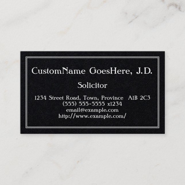 Conservative & Low-Key Solicitor Business Card (Front)