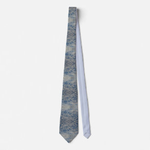 Conservative Navy Blue White Kaleidoscope Pattern Neck Tie