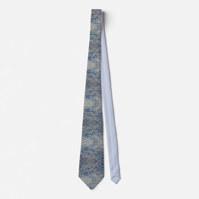 Conservative Navy Blue White Kaleidoscope Pattern Neck Tie (Front)
