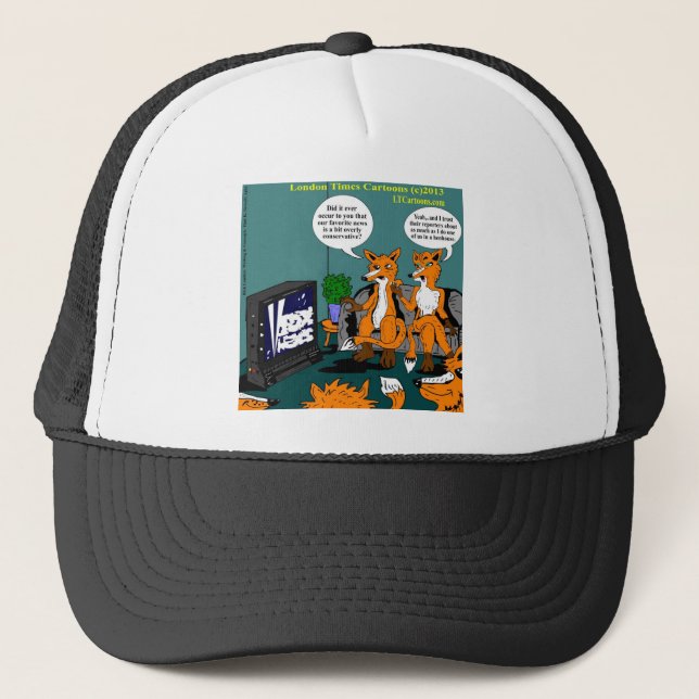 Conservative News Funny Cartoon Trucker Hat (Front)