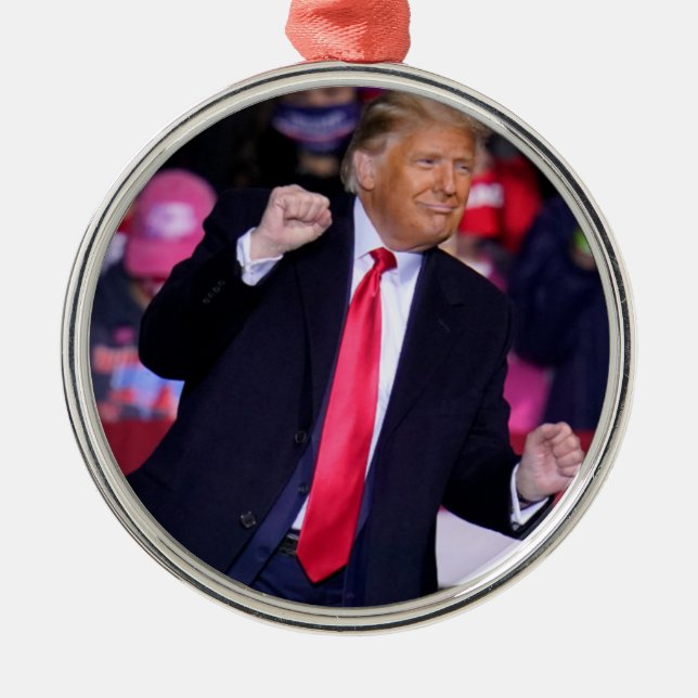 Conservative Republican MAGA Donald Trump Dancing Metal Ornament (Front)
