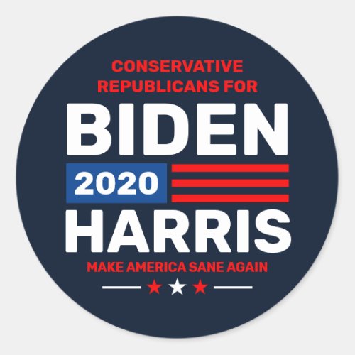 Conservatives for Biden Harris 2020 Campaign Classic Round Sticker
