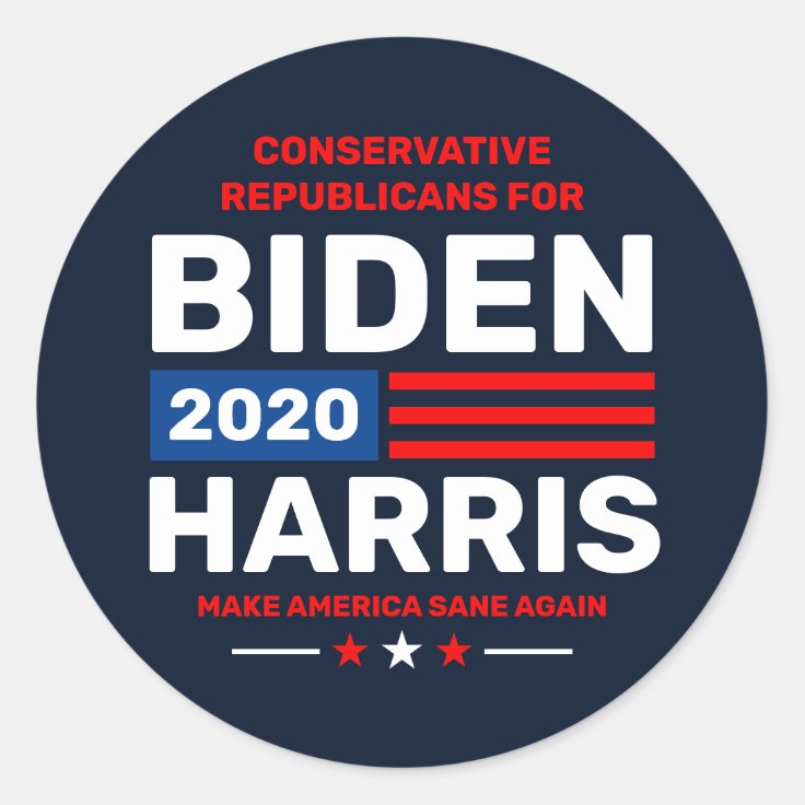 Conservatives for Biden Harris 2020 Campaign Classic Round Sticker | Zazzle