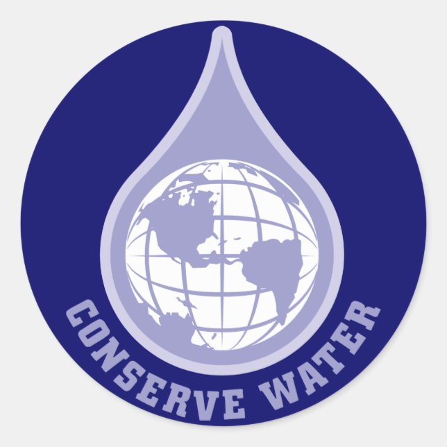Conserve Water Classic Round Sticker (Front)