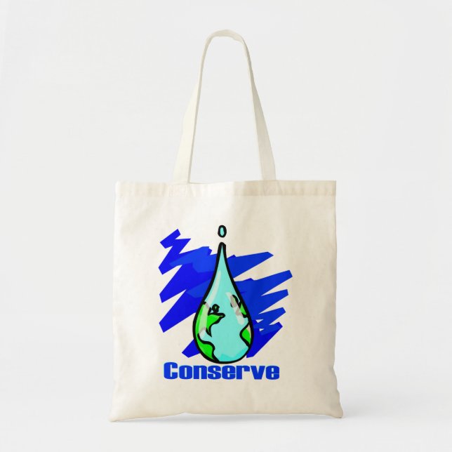 Conserve Water Earth water drop Tote Bag (Front)