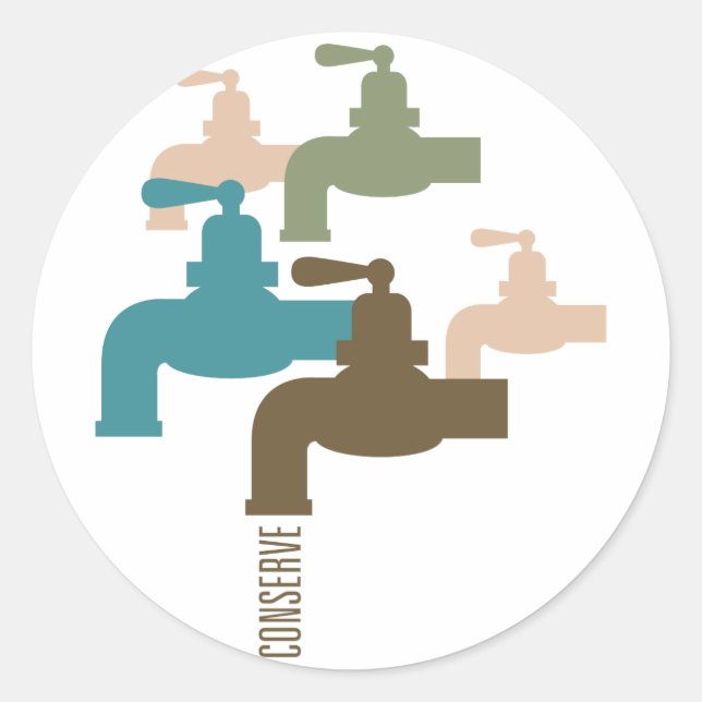 Conserve Water Faucet Classic Round Sticker (Front)
