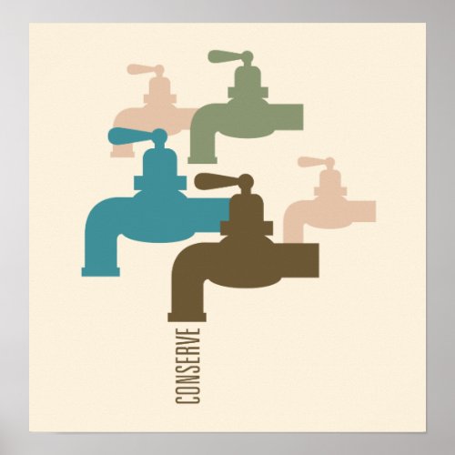 Conserve Water Faucet Poster