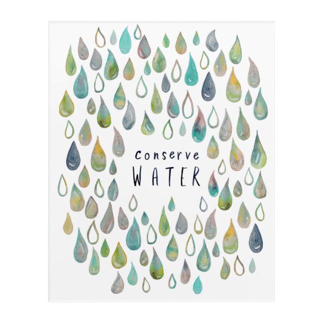 CONSERVE WATER Protect Planet Save Earth Bathroom Acrylic Print (Front)