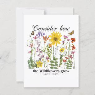 Consider how the wildflowers grow - Luke 12 Postcard