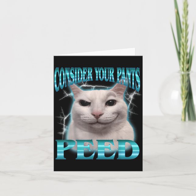 Consider Pants Peed Funny Cat Meme Humor Saying Card (Front)