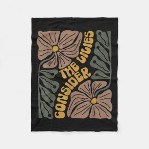 Consider The Lilies Boho Floral Christian Religiou Fleece Blanket