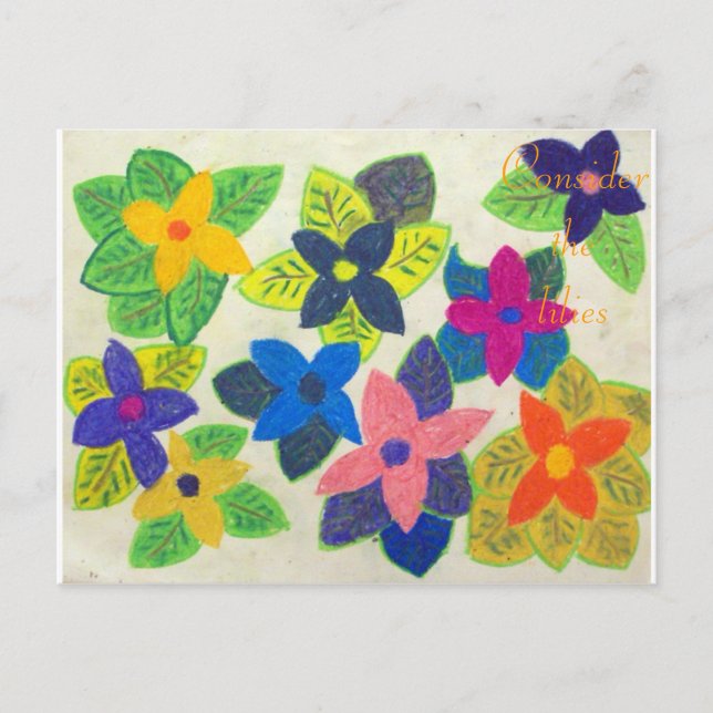Consider the lilies Scripture Art John 13:34-35 Postcard (Front)