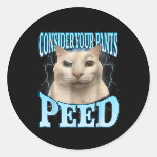 Consider Your Pants Peed Funny Freak Cat Meme Humo Classic Round Sticker