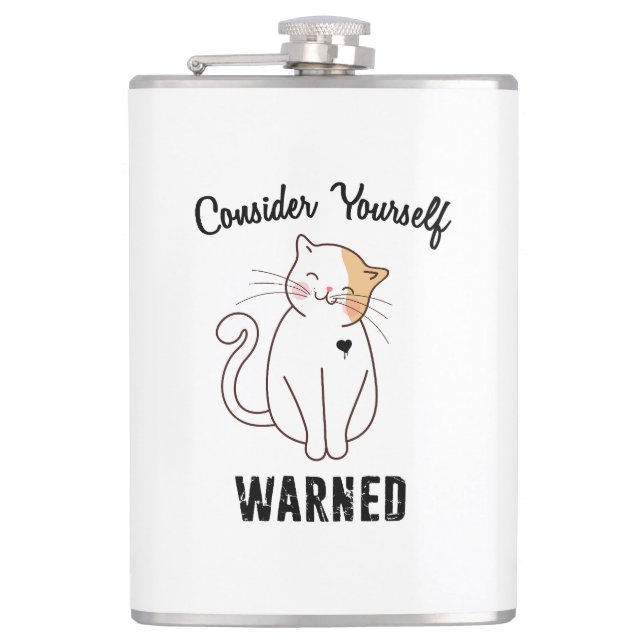 Consider Yourself Warned Evil Cat Flask (Front)