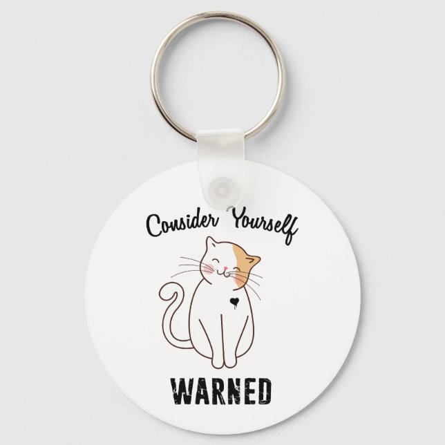 Consider Yourself Warned Evil Cat Keychain (Back)
