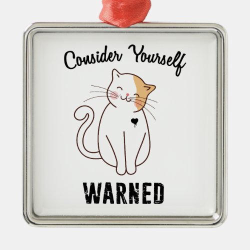 Consider Yourself Warned Evil Cat Metal Ornament