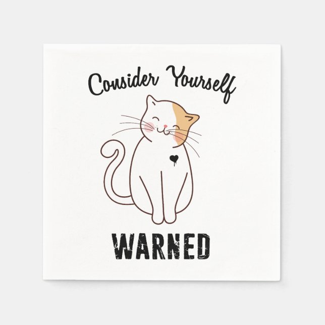 Consider Yourself Warned Evil Cat Napkins (Front)
