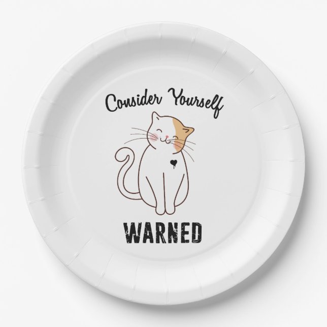 Consider Yourself Warned Evil Cat Paper Plates (Front)